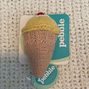 Pebble Child Handmade Fair Trade Ice Cream Cone Baby Rattle Toy New with tag NWT